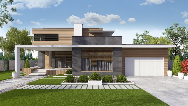 Modern architectural home with clean lines
