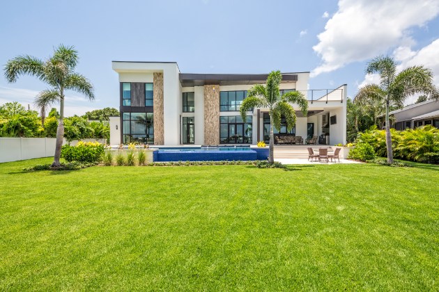 Contemporary estate with pool and garden